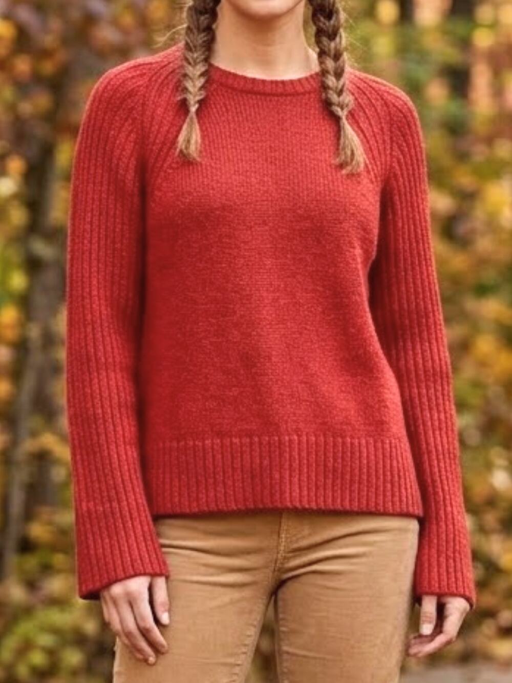 ORVIS Chunky Knit Ribbed Cotton Sweater Large